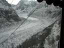 Udsigt fra liften fra Montenvers til Mer-de-Glace